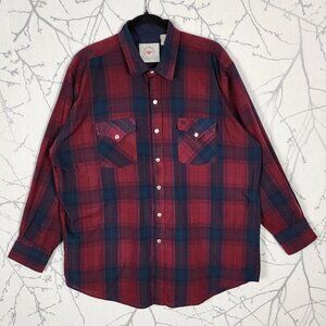 MWG Mid West Garment Red Plaid Snap Front Western Shirt